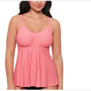 Swim Solutions Womens Textured Underwire Tan Pink Size 12 4176